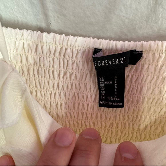 Forever 21 Textured Polka Dot Mini Dress Cream Color Size Small - Picture 3 of 4